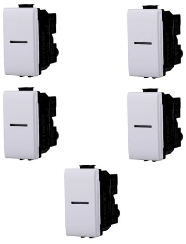 Moduli Bianchi, Compatibile Con Bticino Matix, interruttori, pulsanti, deviatori, dimmer, sensori, PIR, buzzer, Per Placche originali e compatibili (5x, interruttore assiale)