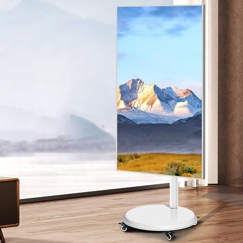 XDAWQP LCD TV 360 Degree Rotating Frame Floor Stand - Mobile TV Cart On Wheels For 24-55 Inch Screens,Height Adjustable Rolling TV Stand With Cable Management,Max VESA 200x200mm,One Color,H1400mm