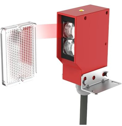 AIRUIXI lichtschranke 1pc Photoelektrischer Sensor Retroreflektierender quadratischer Photoell-Schalter IP67 Wasserdicht 24-220V AC DC Universal 10m Entfernung(5-Wire DC 12-24V)