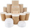 Nationwide Paper Takeaway Coffee Cups 8 OZ - with Lids - 400 Disposable Brown Ripple Coffee Cups - Ideal for Takeaways
