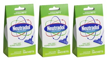 Neutradol Vac Sacs Vacuum Deodoriser, 6 x 3 Vac Sacs | Place in Vacuum Cleaner Bags & Dust Bags, Super Fresh, Hoover Bag Freshener