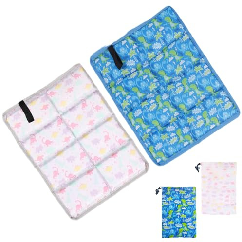 Anyingkai Lot de 2 coussins d'assise d'extérieur pliables, imperméables, avec 2 sacs de rangement, pour aire de jeux, camping, randonnée, pique-nique (couleur E)