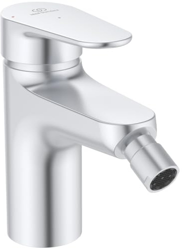 Ideal Standard – Alu+ Miscelatore per bidet, 115 mm proiezione del beccuccio, Raddrizzatore di flusso, risparmio d'acqua, tecnologia Blue Start, FirmaFlow, elementi principali in alluminio, Silver