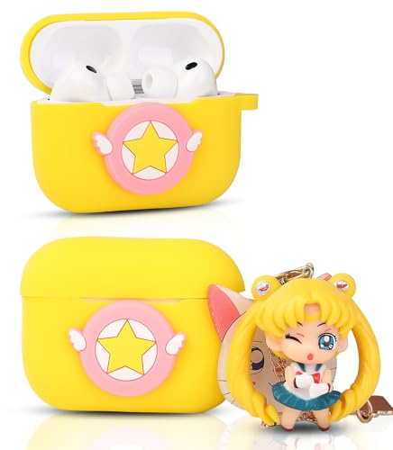 LEWOTE Kompatibel mit Apple Airpods Pro 3 Case schützende lustige Nette Slim Cartoon Cover Abdeckung mit Doll Schlüsselbund (Sailor Girl)