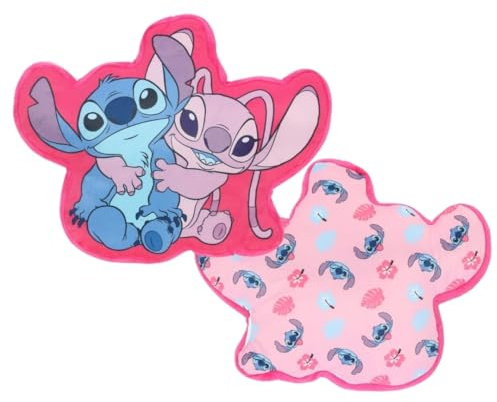 Aymax Disney Stitch & Angel 3D Mini Kissen – Dekokissen 40×40×3 cm – Weiches Kinder Kuschelkissen im Stitch-Design – Perfekt für Sofa, Bett & Kinderzimmer