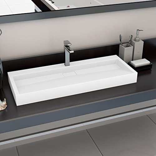 INLIFE Lavabo 120x46x11 cm Fonte minérale/marbre Blanc-144067