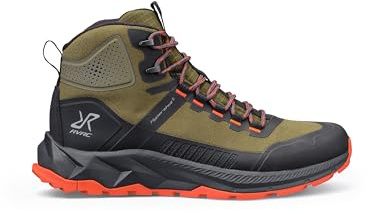 RevolutionRace Herren Phantom Trail Mid Waterproof Hiking Boots, Wasserdicht Wanderschuhe Herren für alle Outdoor-Aktivitäten, Dark Olive/Lava, 43