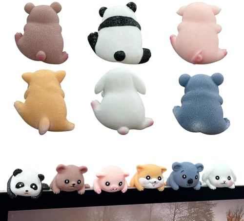Peosaard Monitor Decoration, 6PCS Computer Monitor Decor, Cartoon Animal Figurine Cute Figurines, Mini Desk Figurines, Resin Pc Decor, For Home Office Car Central Control Screen, Pc