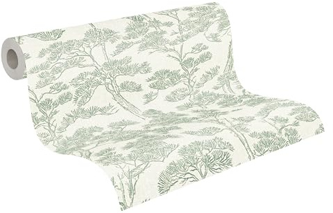 A.S. Création Aquarell-Fototapete – Braun, Creme, Grün – 1,59 x 2,80 m | Moderne Aquarell-Optik als Wandakzent – matte Strukturtapete, einfach zu verkleben & spurlos abziehbar