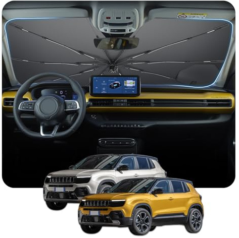[2026 Aggiornamento] BSTW Compatibile con Jeep Avenger SUV Hybrid EV 2023-2025 2026 Parasole Parabrezza, Parasole Pieghevole Automatico Design con Coulisse Isolamento Termico e Protezione UV