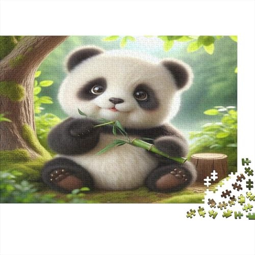 Süßer Panda frisst Bambus Premium Papier Nachhaltig Einzigartig Bunt Pädagogisch Puzzle Jigsaw Puzzle Bambus Panda für Erwachsene 38x26cm/1000tlg