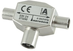Kathrein EBI 24 T-Stecker TV für Steckdosen (IEC-Buchse-Eingang, IEC-Stecker-Ausgang)