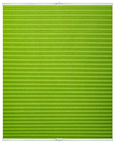 Lichtblick Plissee Klemmfix, ohne Bohren, verspannt, lichtdurchlässig, Blickdicht, Uni, mit eleganter Crushed Optik Grün,85 cm x 130 cm (B x L)