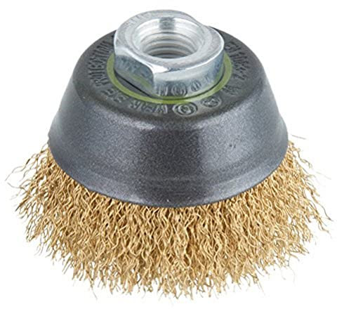 wolfcraft Messingdraht-Topfbürste - 2748000 - für Schleif- und Polierarbeiten von Metall, Holz und Stein, 70 mm, Rundbürste für Winkelschleifer M14-Gewinde