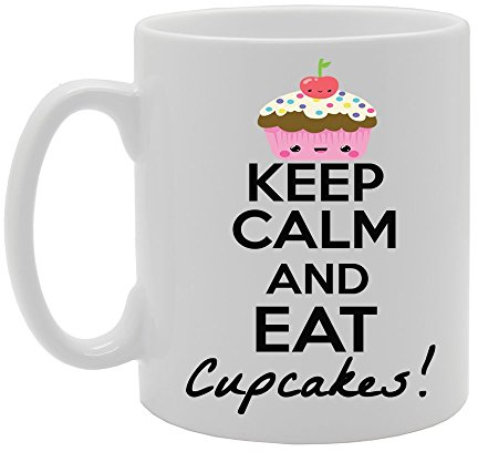 mg348 Keep Calm And Eat Cupcakes. Regalo Impreso Café, té taza de cerámica