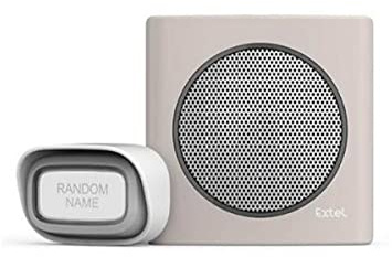 Extel Funkklingel diBi Flash, 200 m, LED-Blitz, IP44, Braun | 6 Melodien, Lautlosmodus, einstellbare Lautstärke und Erweiterung auf 4 Sender und 4 Gongs
