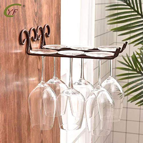 FLTRADE 2 Zeile Retro Rubbed Bronze Gläserhalter Weinregale Edelstahl 28cm Gläserschiene Weinglashalter Regal Cup Hangers Rack Halter mit Schrauben Küche Bar