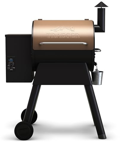 Traeger Grills Pro 22 Wood Pellet Grill & Smoker, Electric Pellet Smoker Grill Combo, 6-in-1 BBQ Versatility, 572 sq. in. Grilling Capacity, Meat Probe, 450 Degree Max Temperature, 18LB Hopper, Bronze