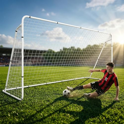 HomGarden 12'x6' Soccer Goal, Portable Football Net with Frame, Backyard Training & Outdoor Practice Goals for Adults & Kids, Easy Setup Tournament Equipment