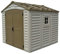 Duramax DuraPlus 8 x 8 (5.75 m²) Abri de jardin en plastique avec 2 fenêtres fixes et kit de fondation en métal, Structure robuste et abri en vinyle sans entretien, Adobe & Brown