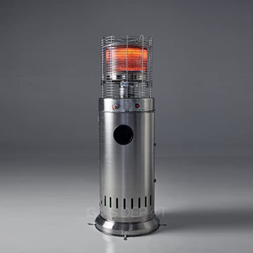 REALGLOW Bullet Gas Patio Heater - Heat Adjustable 13KW Short Outdoor Heaters for Gardens, Decks & Patios - Easy Ignition, Safety Tip-Over Switch - 27mm Regulator