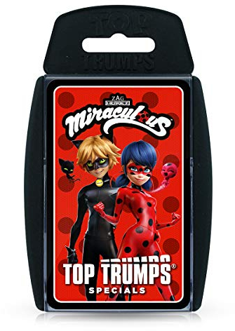 Top Trumps Miraculous Specials Card Game, play with Ladybug and her friends including Queen Bee, Cat Noir, Rena Rogue and Adrien Agreste, educational gift and toy for boys and girls Aged 6 plus