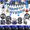 160PCS Outer Space Party Supplies - Ballon de Système Solaire, Bannière de Joyeux Anniversaire D'astronaute, Assiettes, Décorations de Fête D'enfant Garçon, pour 20 Invité