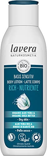lavera basis sensitiv Body Lotion Rich - Naturkosmetik - vegan - Bio Aloe Vera & Bio Sheabutter - zertifiziert - 250ml