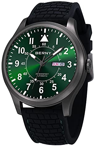 BERNY Herren Automatikuhr Übergroß Superleuchtend Mechanisches Armbanduhr 20ATM Wasserdicht Pilotenuhr Saphirglas Fliegeruhr