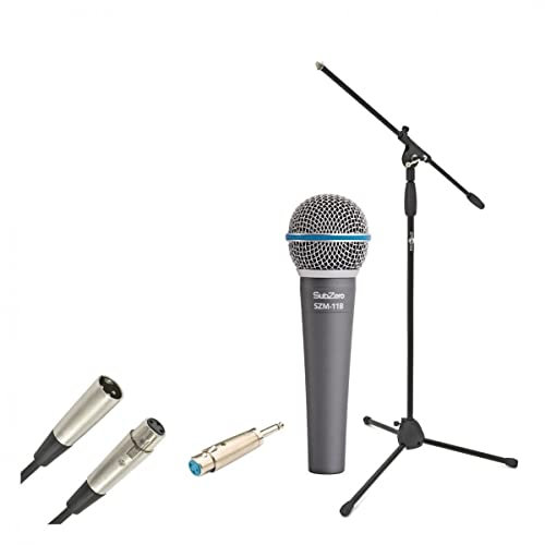 SUBZERO Dynamic Vocal Microphone with Boom Stand and Cable 11B