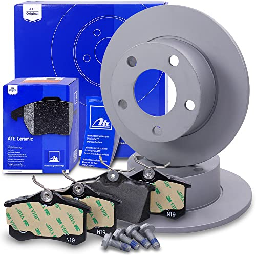 ATE Bremsenset Hinterachse inkl. Bremsscheiben hinten Ø 245 mm voll und Ceramic Bremsbeläge hinten Kompatibel mit AUDI A6 C5 (4B2), SKODA SUPERB 1 (3U4), VW PASSAT B5