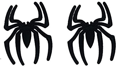 2-Pack Black Spider Patch Halloween Horror Animal Embroidered Iron On Appliques