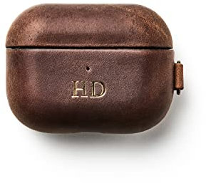 Cotswold Wears Personalised Genuine Leather AirPods Pro 2 Case, Compatible with Apple AirPods Pro 2nd Generation 2023/2022, Compatible with Wireless Charging, Front LED Visible (Dark Brown Pro 1)