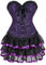 Jutrisujo Corset Bustier Femme Jupe Robe Skirt Set Sexy Dentelle Floral Guêpière Lingerie Grande Taille Vintage Violet 6XL