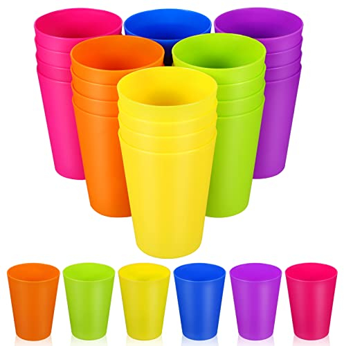 Toddmomy 24 Pcs Multi-Coloured Reusable Drinking Cups - Stackable Tumblers for Home, Kitchen, Party, and Everyday Use