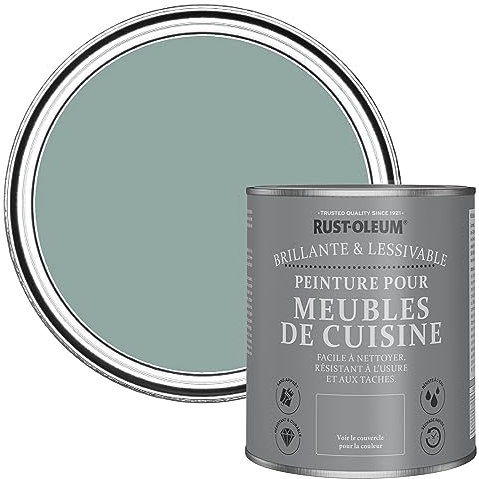 Rust-Oleum Peinture Bleue pour Meubles de Cuisine, Finition Brillante - Bleu Gris 750ml