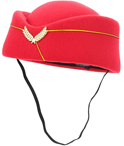 Toyvian Airline Stewardess Hut Roter Flugbegleiter Hut Mütze Stewardess Hut Für Bühnenkostüm Cosplay Zubehör