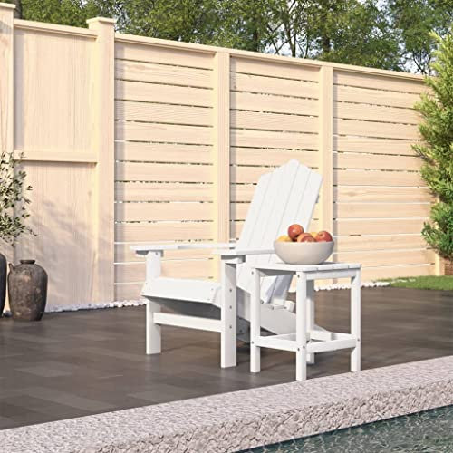 homiuse Adirondack-Gartenstuhl mit Tisch HDPE GartenmöBel Adirondack Chair Adirondack Stuhl Holz Loungesessel GartenstüHle Armlehnstuhl Schaukelstuhl Holz Gartensessel Holz Weiß 73x83x92 cm