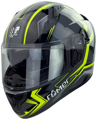 Roemer Motorradhelm mit integriertem Sonnenvisier, ECE Integralhelm mit Sonnenblende, Mopedhelm