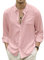 CTU Chemise en lin pour homme - Manches longues - Pour l'été, Rose, XXL