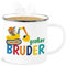 Emaille Becher Blechbecher - Tassen - Großer Bruder Bagger I Großer Bruder Geschenk Grosser Bruder - 300 ml - Weiß Silber - tasse geburt big brother bro blech für großen große brüder