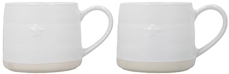 Mikasa Tasses en grès Farmhouse avec étoiles, 2 pièces pour le thé, le café et le chocolat chaud, 380ml - Emballage cadeau, lavable au lave-vaisselle et au micro-ondes
