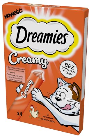 Dreamies Katzenleckerlis Creamy Snacks mit Huhn – köstlich cremiger Geschmack – 20 Portionsbeutel (5 x 4 x 10g)