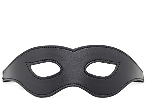 Maschera in pelle nera per Halloween, feste in maschera, feste e balli di carnevale, maschera per gli occhi da gatto per donne e uomini (nero-1)