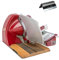 Berkel Aufschnittmaschine Home Line 250 in rot - Premium Schneidemaschine inkl. handgefertigtem Einlegebrett aus Fassholz + zusätzlich Aufschnittzange original von Berkel - Sonderangebot