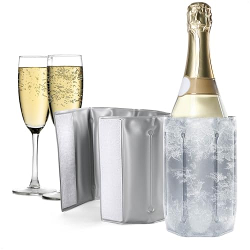COM-FOUR® 2x refroidisseur de bouteilles pour les déplacements - manchon refroidisseur de vin avec dégagement rapide - manchon de refroidissement pour refroidir la bière, le vin (02 pièces - gris)