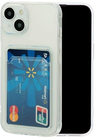 Chengyuanfeng Handyhülle für iPhone 13 mit Kartenfach - Klar Transparente, Dünne & Weiche Anti-Gelb Schutzhülle - Stoßfeste Minimalistische Brieftaschenhülle für Alltag/Reisen/Pendeln- Durchsichtige