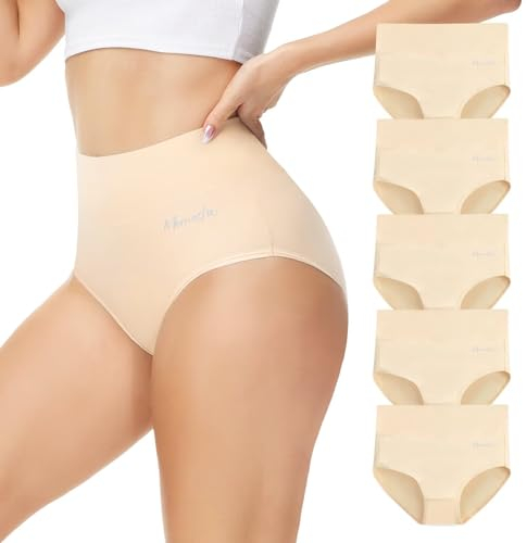 Momoshe Bauchweg Unterhose Damen Unterhosen Frauen Sport Slips Pantys High Waisted Stretch Atmungsaktiv Tanga Menstruationsunterwäsche Farbe 5er Pack S