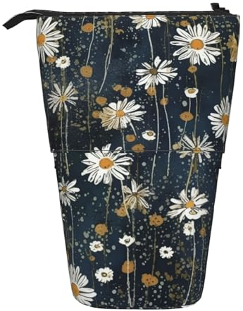 Daisy Dots Stehendes Federmäppchen, niedliche Stifttasche, Teleskop-Schreibwaren-Tasche, Make-up-Kosmetiktasche für Damen, Büro
