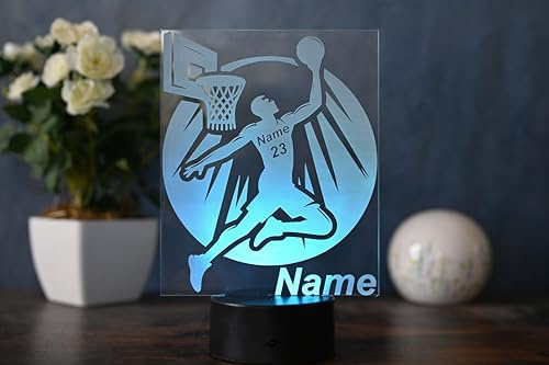 Optechvisual Personalisierte Basketball LED-Lampe - Das Geschenk Ideefür Basketballfans und Spieler, 000000004